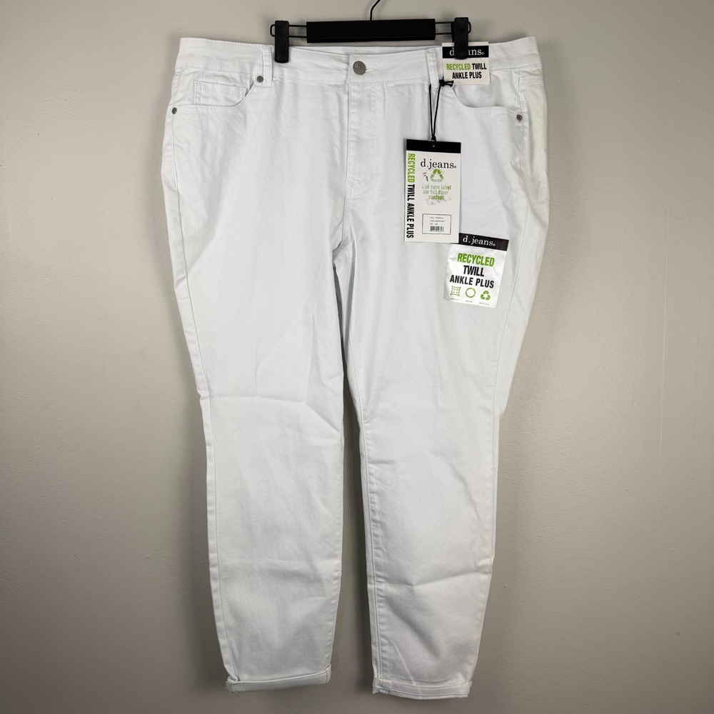 D. Jeans Recycled Twill Ankle Plus Jeans Women's 20W White Cotton Cuffed Stretch